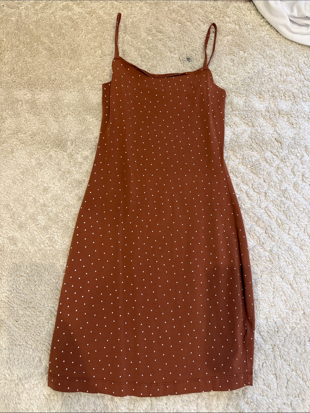 bp Rust Mini Slip Dress with White Polka Dots